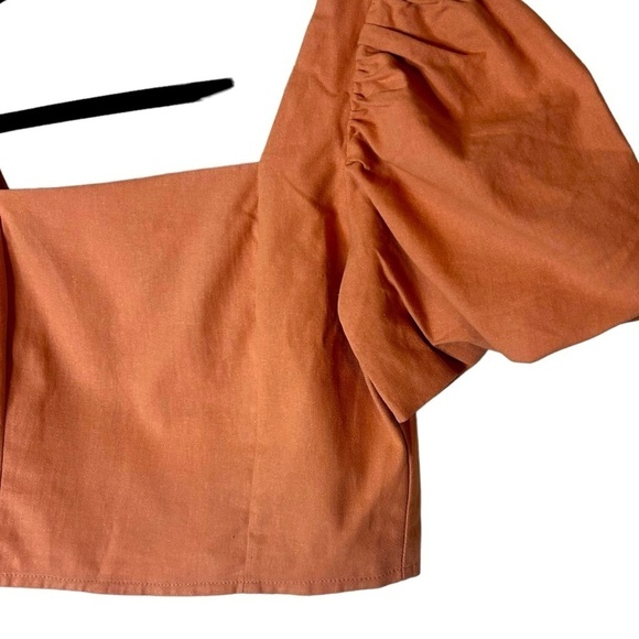 DELUC Doja Puff Sleeve Crop Top- Dusty Peach - Picture 4 of 10